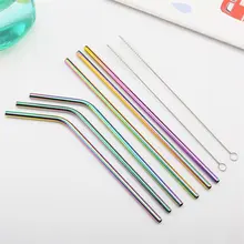Обр 6 мм Радужная соломинка из нержавеющей стали для чашек 20 унций многоразовая Питьевая соломинка с чистящей щеткой чашки для воды/бутылки аксессуары
