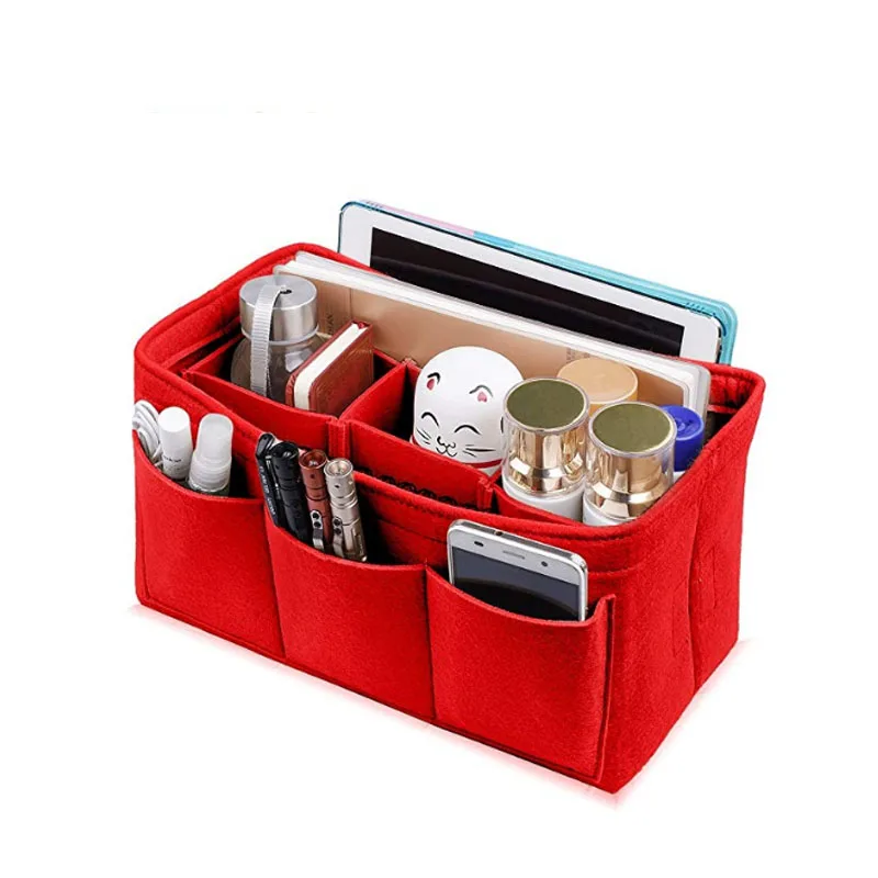 

JHD-Women Fashion Felt Cloth Inner Bag Fits In Insert Handbag Multi-Pockets Cosmetic Bags Storage And Personal Belongings Org