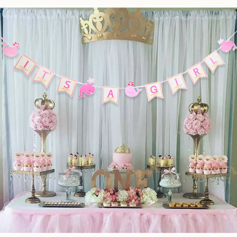

Baby Shower Decorations Its A Boy/Its A Girl Banner 1st Birthday Party Decorative String Flags Kids Birthday Party DIY Garland S