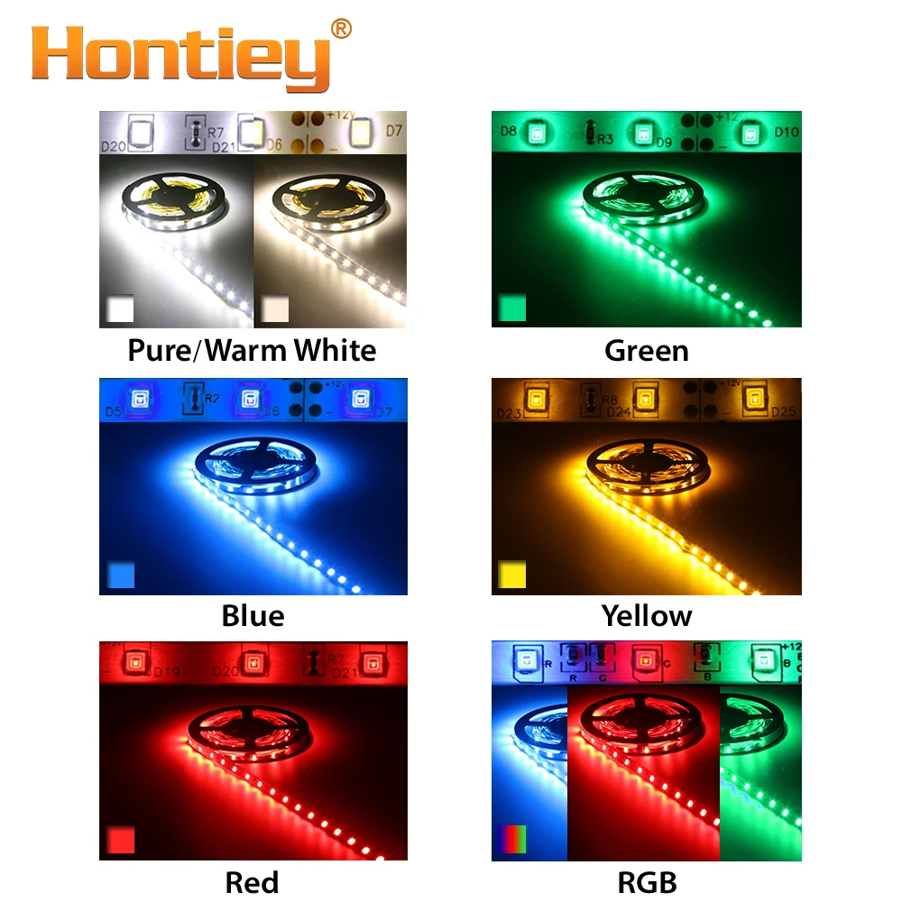 Светодиодная лента Hontiey SMD5050 или 2835 12 В постоянного тока 60 светодиодов/м 5 м/рулон