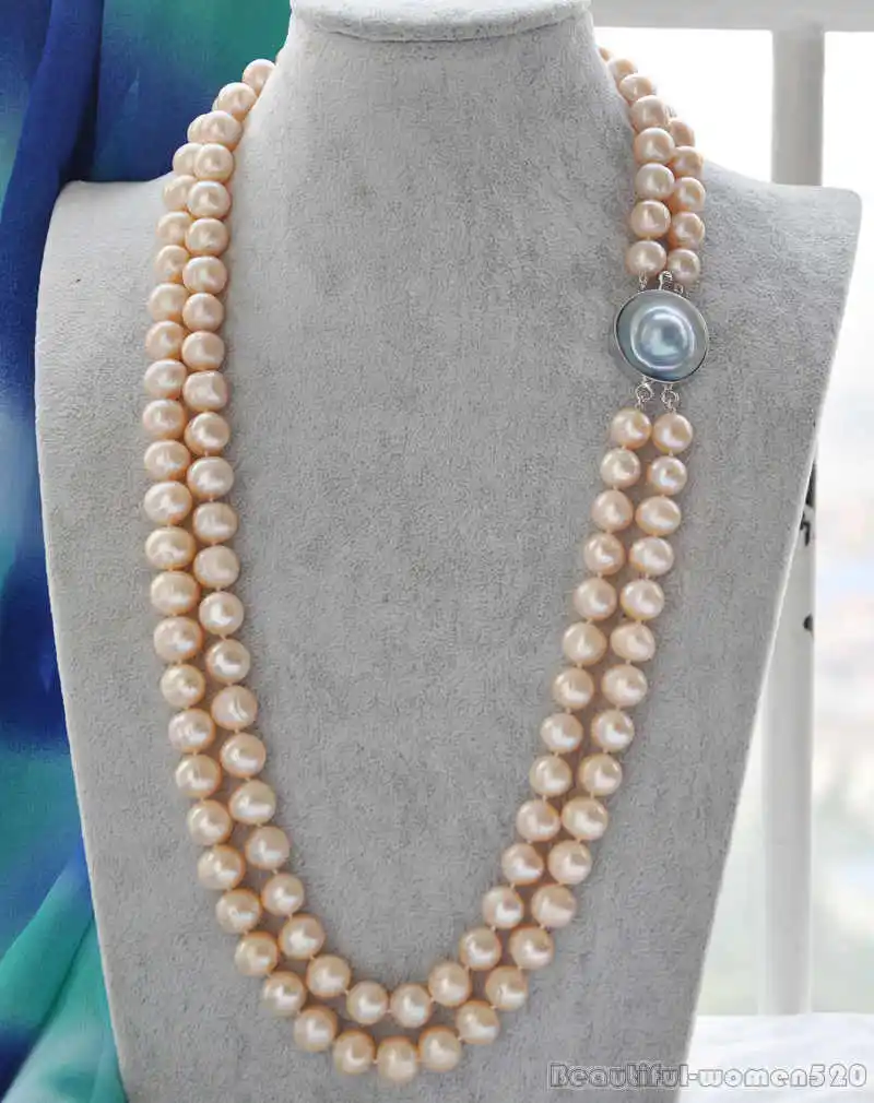 

Z5551 NATURAL 2row 27" 12mm ROUND PINK PEARL NECKLACE MABE