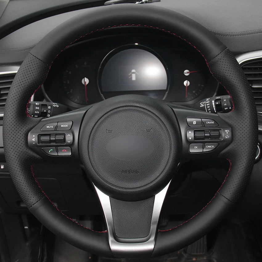 Black Synthetic Leather Car Steering Wheel Cover for Kia Sorento 2015