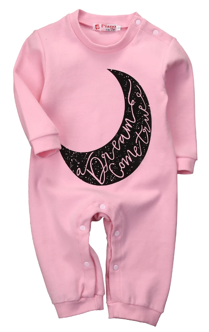 

Moon Print Pink Lovely Newborn Baby Girl Long Sleeve Romper Jumpsuit Sleepsuit Outfit