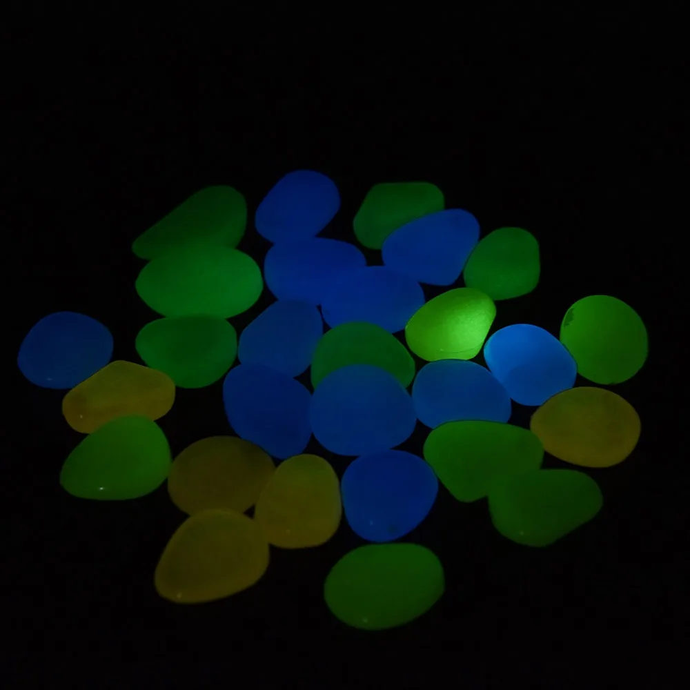 100 Pcs Garden Ornaments Stone Glow In The Dark Luminous Pebbles Stones For Walkway Wedding Decoration Party Event Supplies