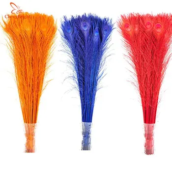 

ChengBright 50 Pcs/Lot 70-80CM/28-32 Inch Bright Color Peacock Feathers DIY Decorative Feather Decoration Peacock Feather plume