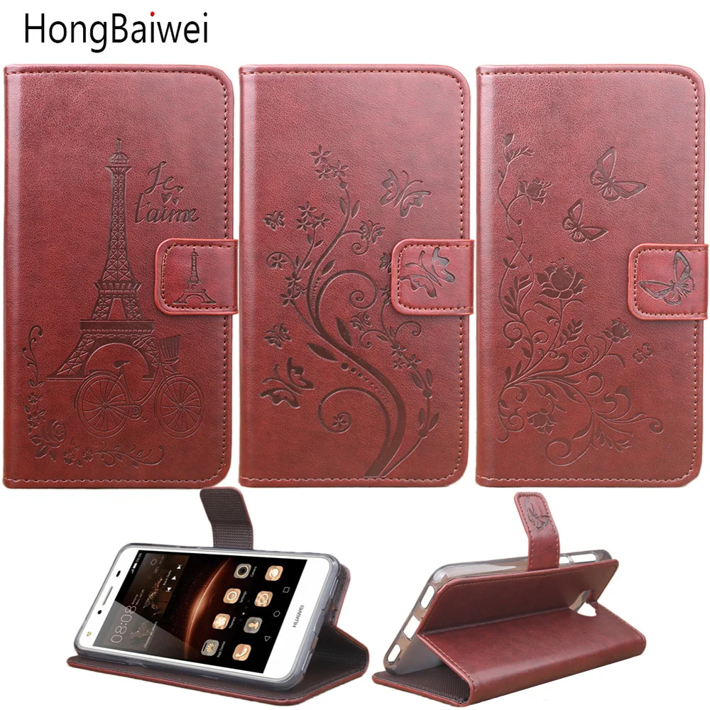 

HongBaiwei for 5.0 inch Huawei Y5 2017 Cover Wallet Style Fashion Embossed Flip Leather Cover Case for Huawei Y5 2017