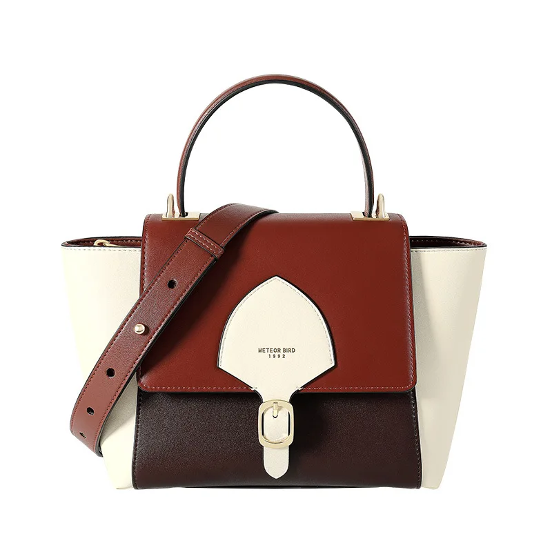 

Genuine Leather Handbag Sac A Main Femme Luxury Shoulder Bag Panelled Design Fashion Crossbody Bag Large Casual Shoulder Bag