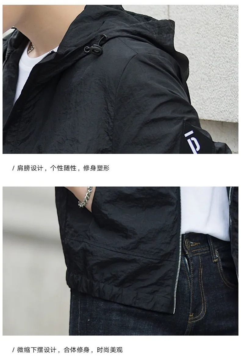 2019 Autumn Mens Jackets Windbreaker Jacket Coat Male Hooded Collar Lightweight Jacket Men Fashion INS Style Brand MuLS Fit 4XL 13