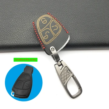 

Leather Cover For Mercedes Benz B C E ML S SL SLK CLK CL AMG 3 Buttons Remote Key Fob Case