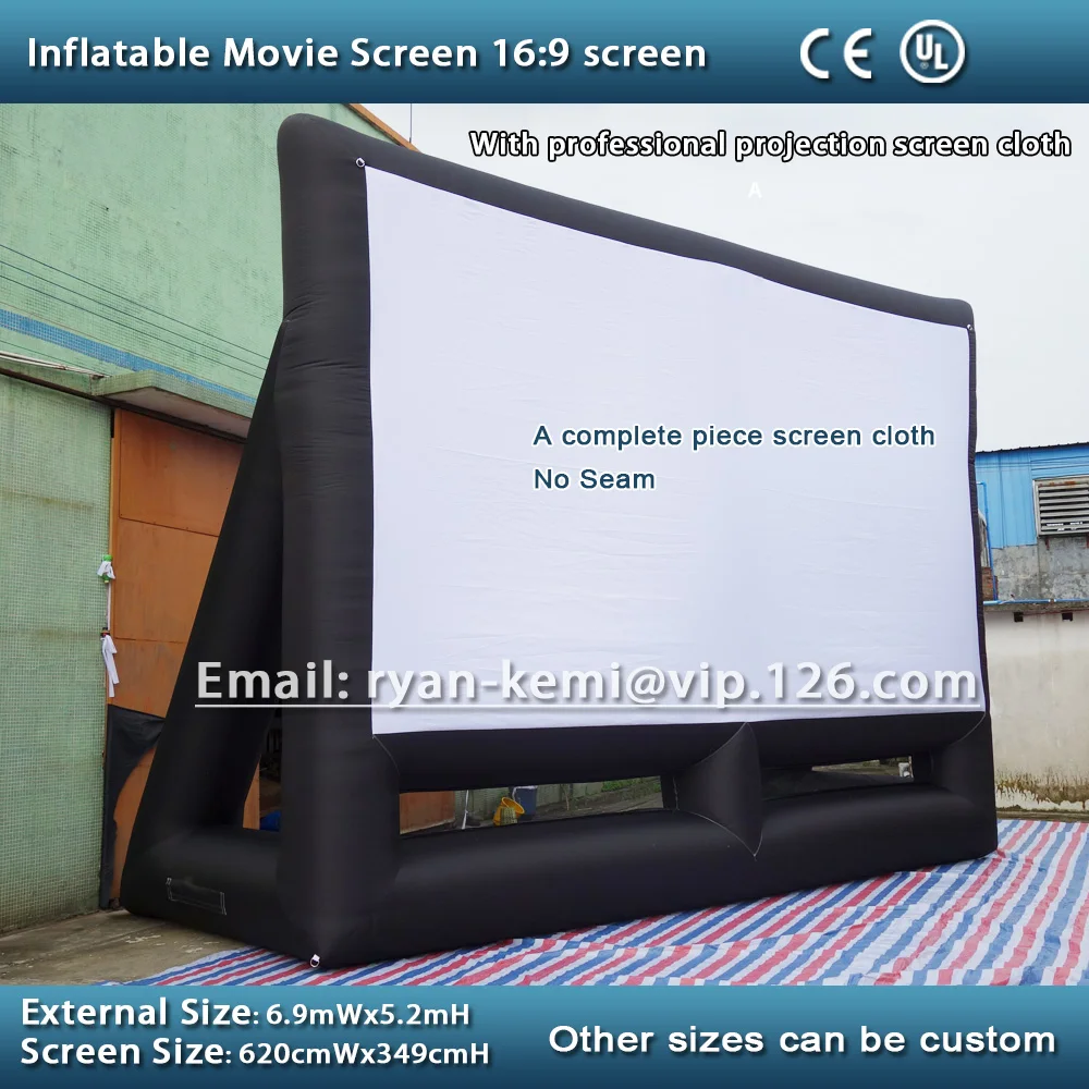Бесплатная доставка 16:9 надувной экран кино надувные проекционный экран надувной экран фильма 6.2 м профессиональный экран ткань