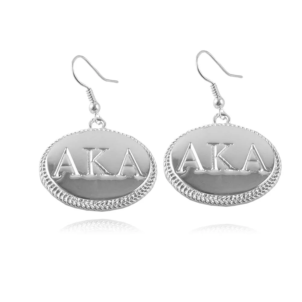 

Greek AKA sorority Sliver tone oval shape Earrings