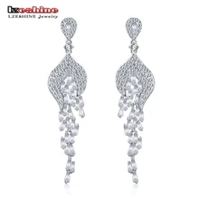 Lzeshine de gota largos pendientes para mujer con earrinngs creado diamond regalo de la fiesta de moda de lujo oro blanco plateado joyería cgcer0010