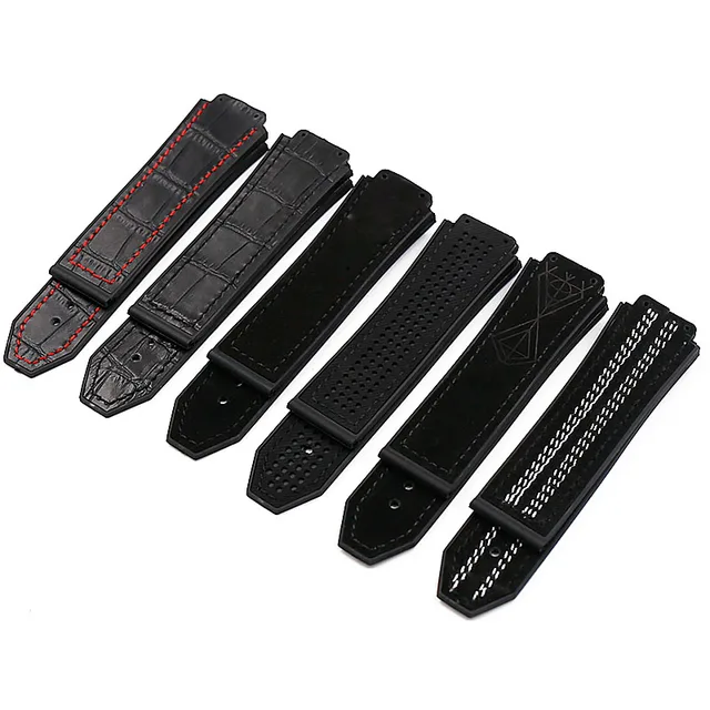US $8.96 Leather strap watch accessories sports waterproof rubber strap female 19mmx25mm for HUBLOT big bang