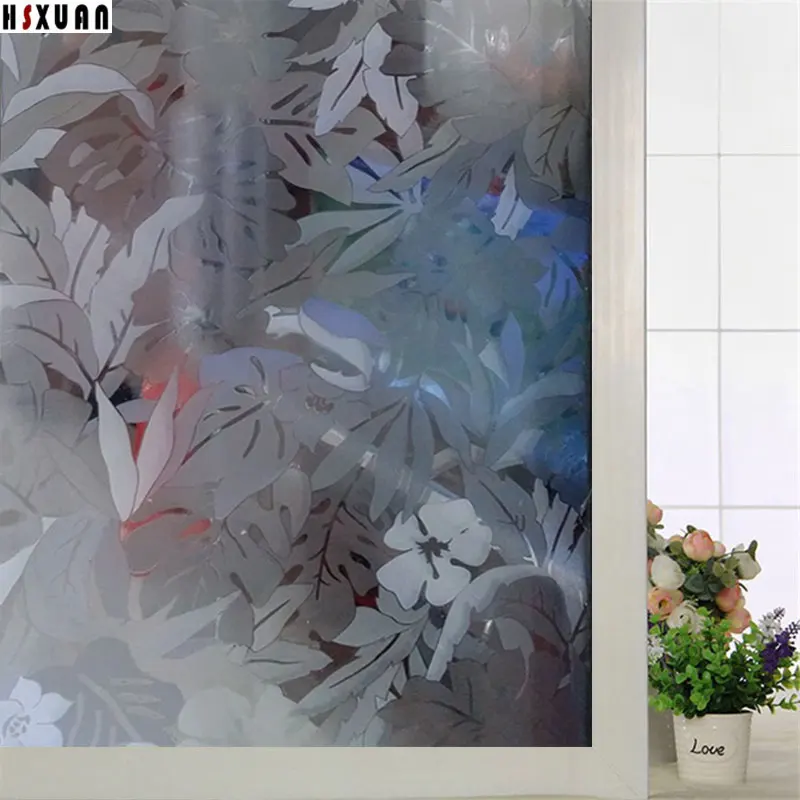 static cling Window insulation Film 50x100cm flower patterns frosted