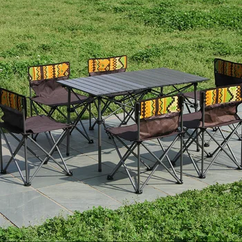 

Backpack outdoor portable folding tables and chairs seven of aluminum alloy self-driving barbecue tables and chairs LM01111447