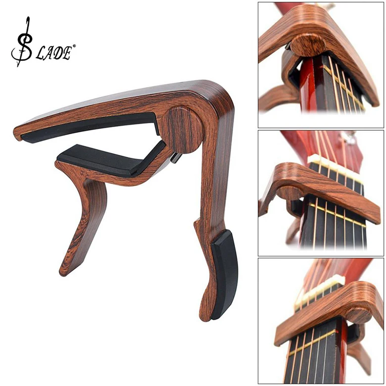 

SLADE Wood Grain Metal Guitar Capo with Perfect Silicon Cushion for Acoustic Electric Guitar Ukulele Tuning