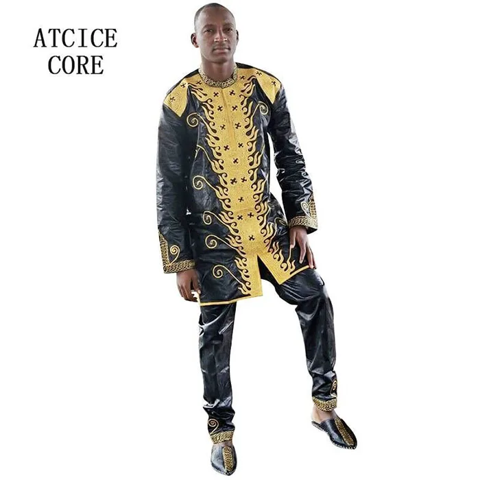 Африканская одежда Дашики традиционная Мужская африканская одежда с длинными рукавами Африканский Базен riche LC064 - Цвет: black for man