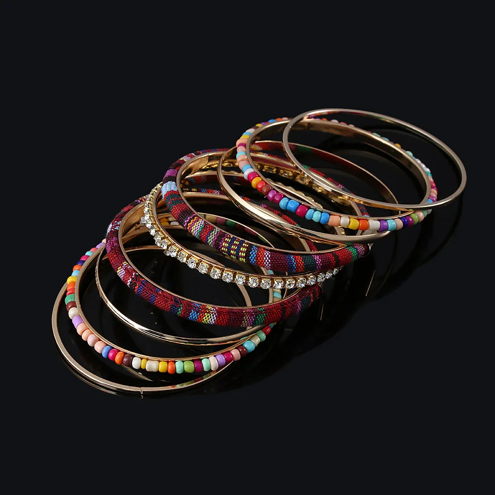 

1 Set Four Seasons Bohemian Multi-layer Beaded Bracelets Set Ethnic Jewelry Women Brincos Bracelet 2019 New Bangle