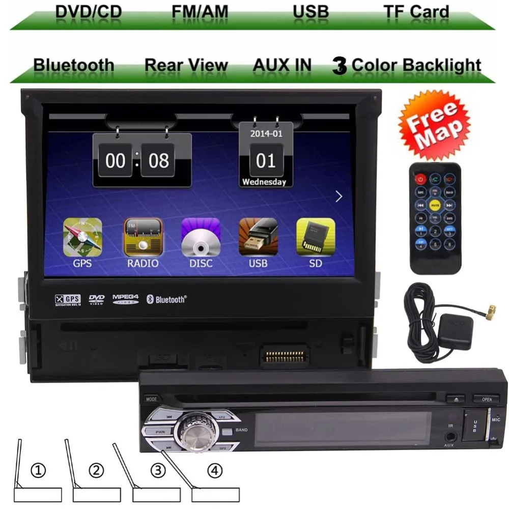 

Single Din Car DVD Player 7 inch Touchscreen GPS Navigation DVD Player FM/AM radio Receiver 1 Din FM/AM Radio Audio Touch screen