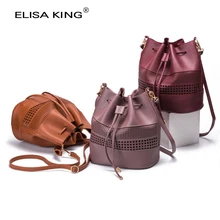 Bolso del cubo del lazo de las mujeres 2017 de la moda de cuero de la pu compuesto crossbody famosa marca desinger bolsos de hombro para las muchachas