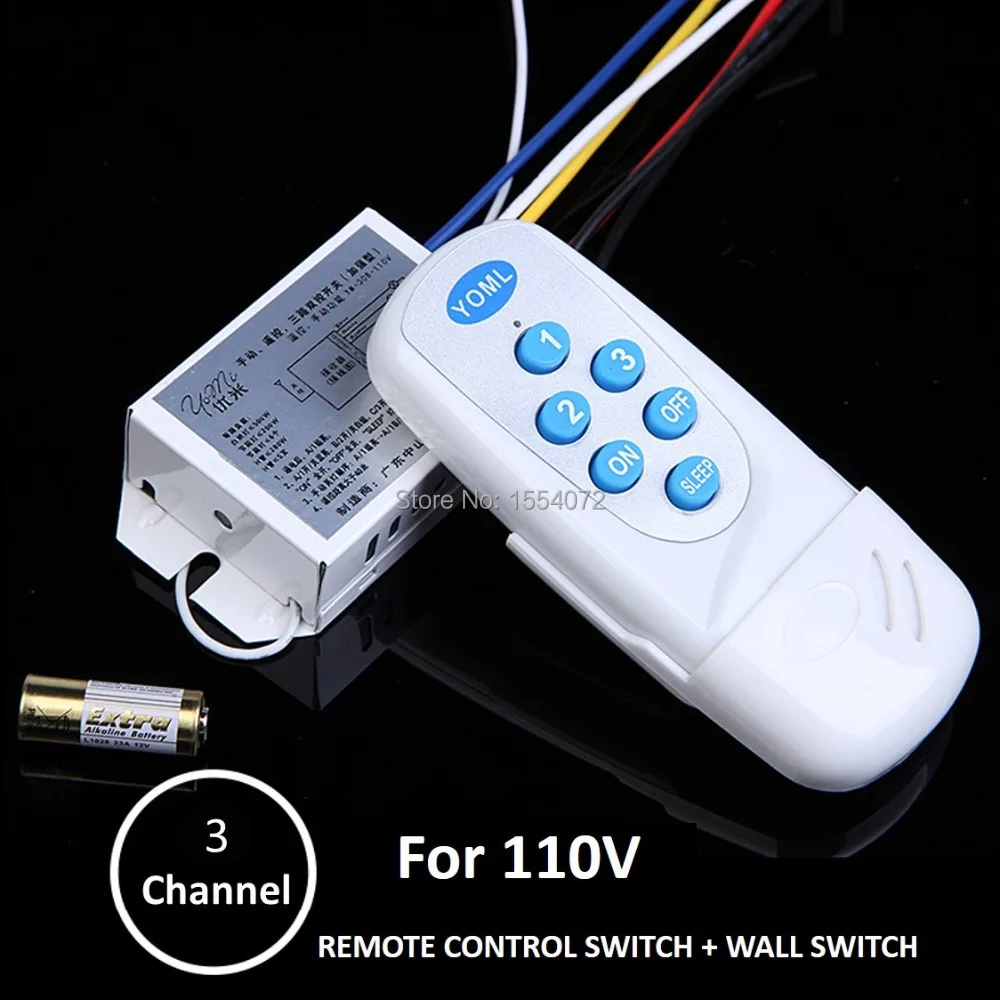 3 Channel AC 110V Wireless Remote Control Digital Light Switch New