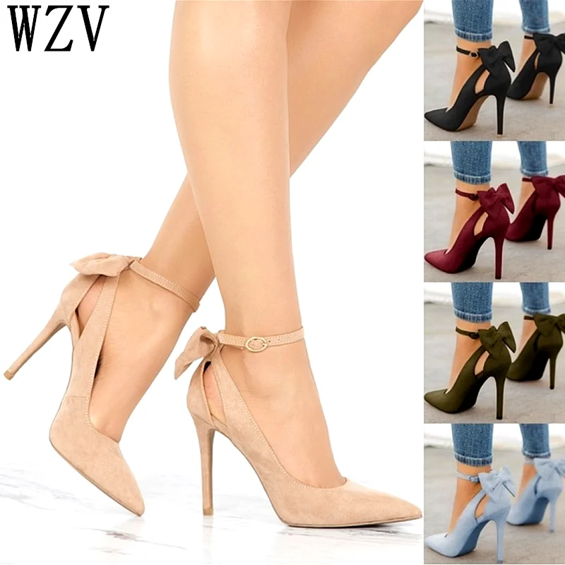 

New Women High Heels Bow Pumps Sexy Stiletto Pointed Toe Fashion Party Pumps Ladies Wedding Shoes Zapatos Mujer