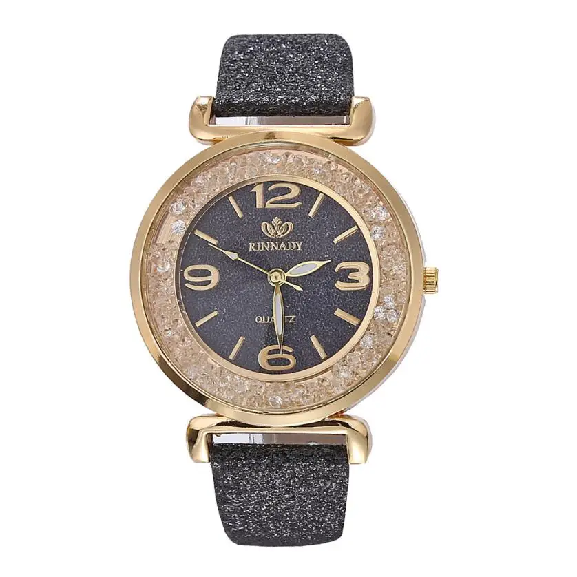 Модные женские часы из нержавеющей стали с кристаллами, аналоговые кварцевые наручные часы, женские часы, Топ бренд, роскошные женские часы - Цвет: Black