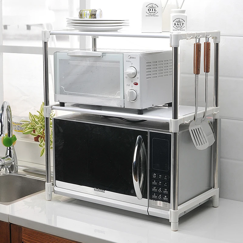 2014 limited seconds kill white black metal microwave oven shelf double layer multifunctional