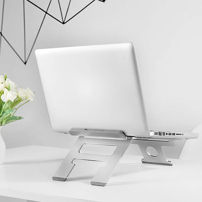 Silver Aluminum Laptop Stand Tablet Stand Universal for Apple MacBook Air Pro 11-15 inches Folding Adjustable Office Notebook