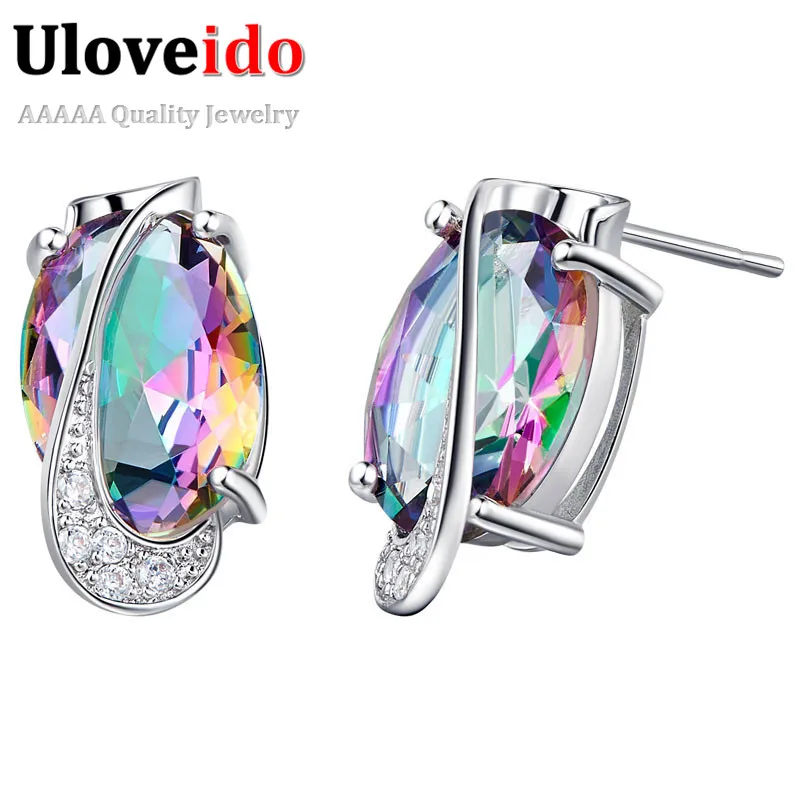

US STOCK Earrings Accessories Stud Earrings Weddings Earrings Blue/Red/Purple/Green/Multicolour Rhinestones Uloveido R750