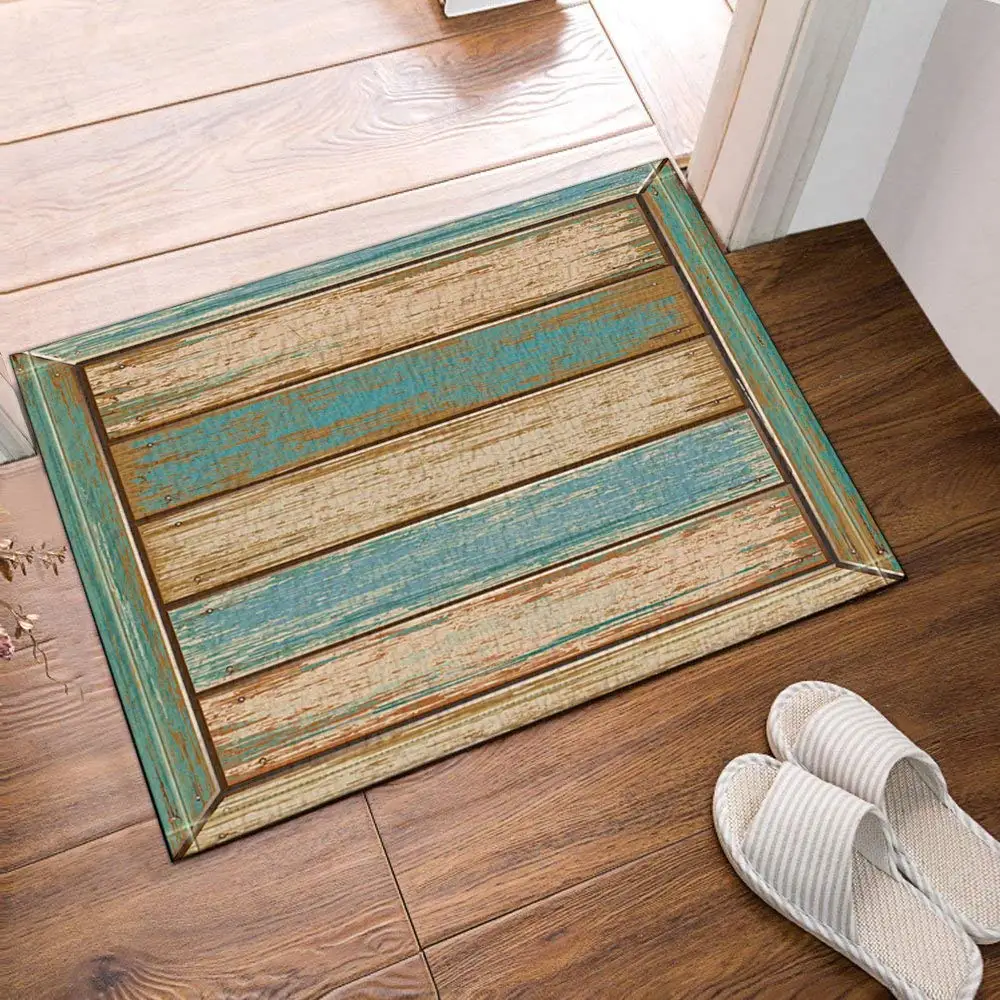 InterestPrint Antique Old Planks American Style Western Rustic Wooden Fabric Bath Rugs Non-Slip Door Mat,Bath Mat Bathroom Rugs