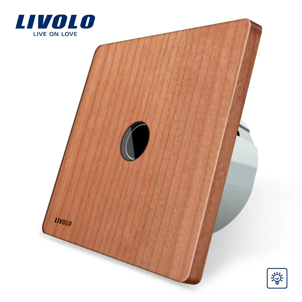 

Livolo EU Standard Dimmer Switch, Wholly Original, Natural Wood Panel, Wall Light Touch Dimmer Switch,AC 220-250V VL-C701D-21