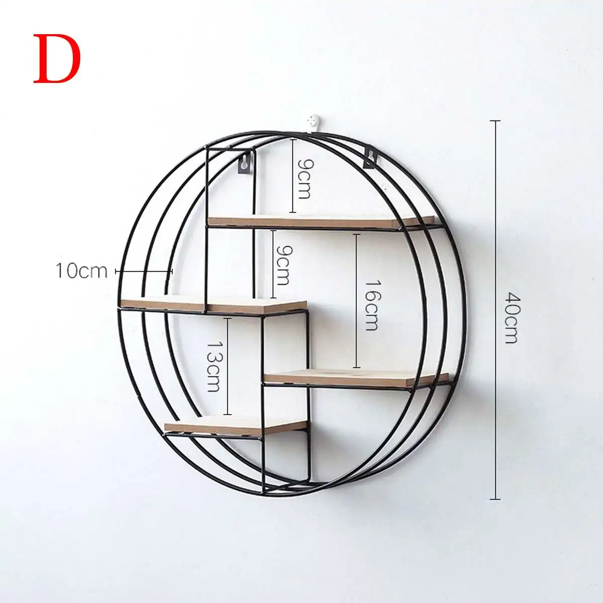 Деревянный железный держатель для хранения в скандинавском стиле, Геометрическая настенная полка, подвесной органайзер, настенная стойка для кухни, ванной комнаты, домашний декор - Цвет: D