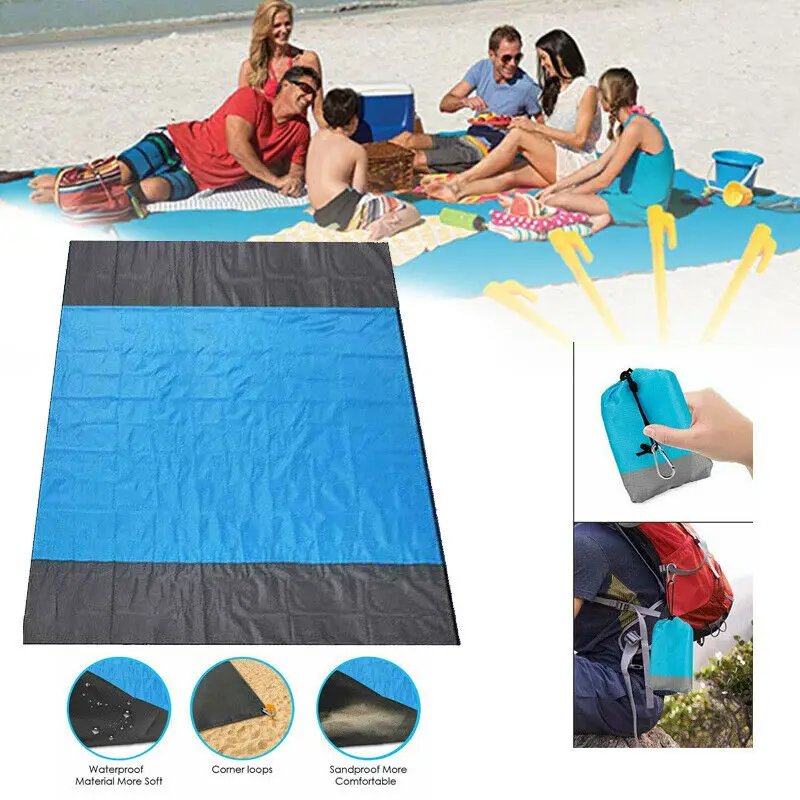 

210x200cm Sand Free Beach Mat Outdoor Picnic Blanket Rug Sandless Mattress Pad
