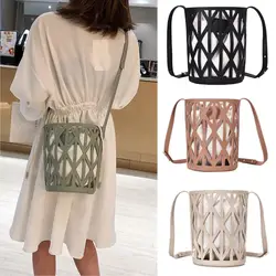 2019 новый одного плеча диагональ сумка-мешок женская мода Большая емкость полые веревки луч карман дикий одежда сумка A1