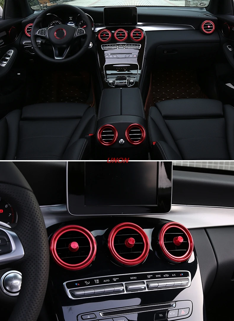 Воздушная наклейка на розетку/приборную панель, украшение на выход, кольцо, наклейка для Mercedes Benz- C class W205 GLC