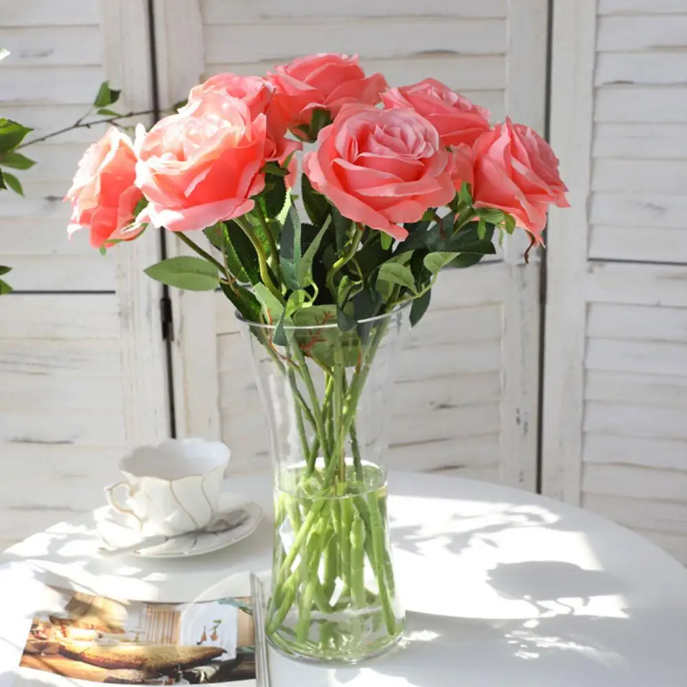 

52CM New Colorful Artificial Rose Flowers Bride Bouquet Home Wedding Decor Scrapbooking DIY Supplies Decoration indoor XF30