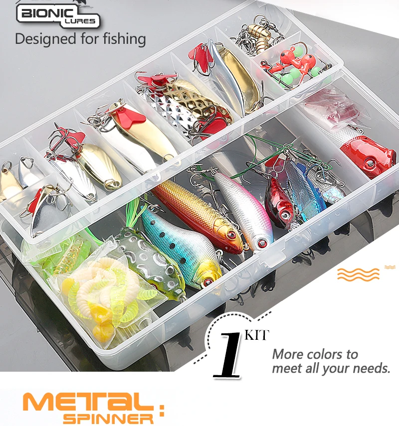Fishing Lure MinnowPopperWobbler Spoon Metal Lure Soft Bait Fishing Lure Kit Isca Artificial Mixed ColorStyleWeight (7)