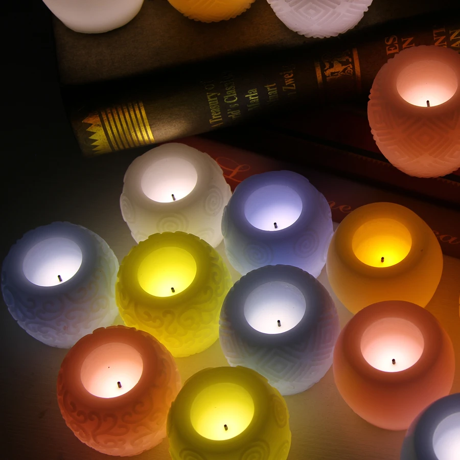 

Red and white blue candy color colorful wedding courtship round flashing light creative LED creative electronic candle lights