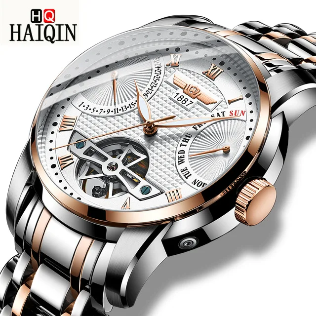 

HAIQIN Men's Watches Top Brand Luxury Automatic Mechanical Sport Watch Tourbillon Reloj hombres Erkek Kol Wristwatch Male Clock