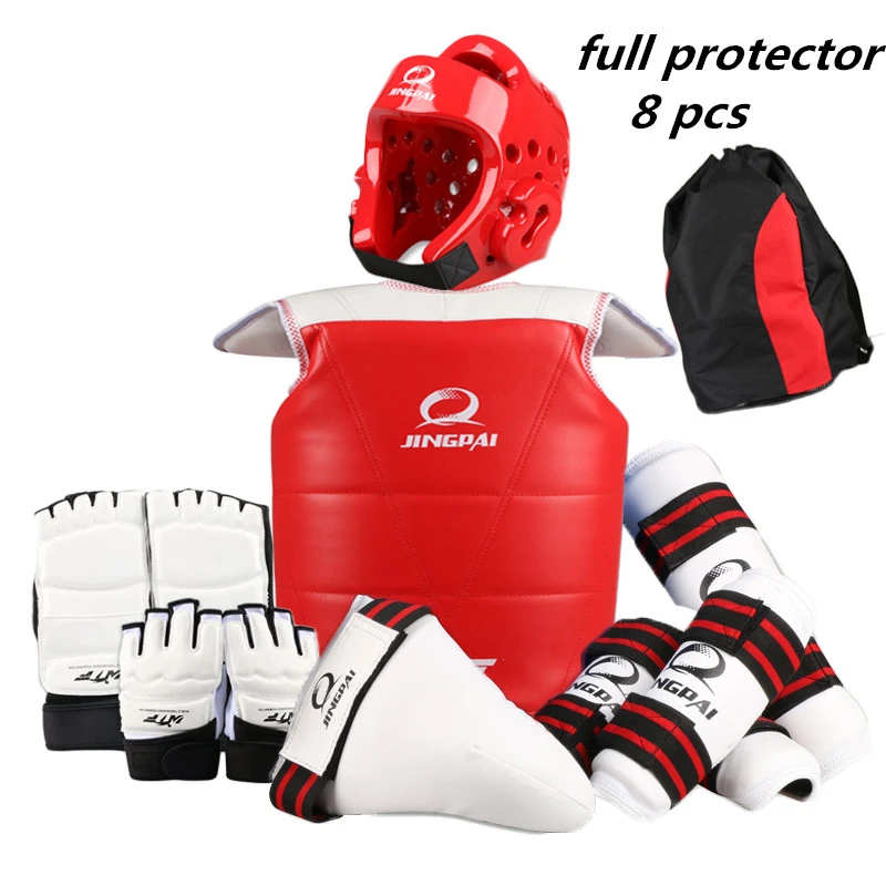 Protectores de taekwondo para niños y adultos, juego completo de 8 piezas, protector de cabeza y pecho, protectores de vástago, entrepierna, y pie|taekwondo protector|taekwondo protector setcrotch protector AliExpress