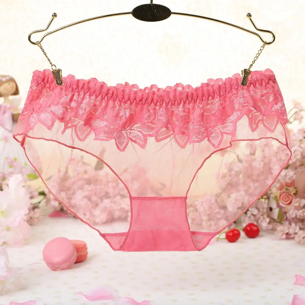 

Fashion Lace See Through Panties Gift Sweet Women Low Rise Briefs Underwear Breathable Underpants Interior Girly