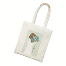 Новая женская Холщовая Сумка-тоут с принтом для девочек, сумка на плечо, Модная хлопковая зеленая сумка для покупок