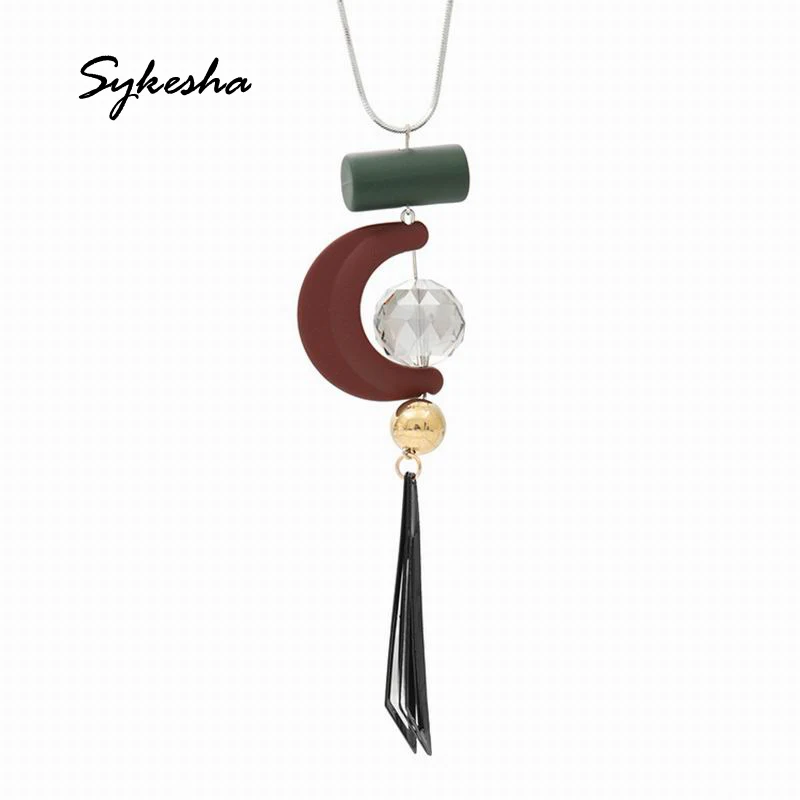 

2019 Elegant Popular Crystal Geometric Necklace Female Simple All-match Accessory Long Autumn and Winter Sweater Chain Necklace