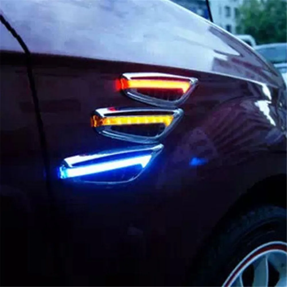 

High-quality 2 Pcs Auto Car Vehicle Blade Shape Steering Fender Side LED Turn Signal Light car-styling Car Daytime Running light