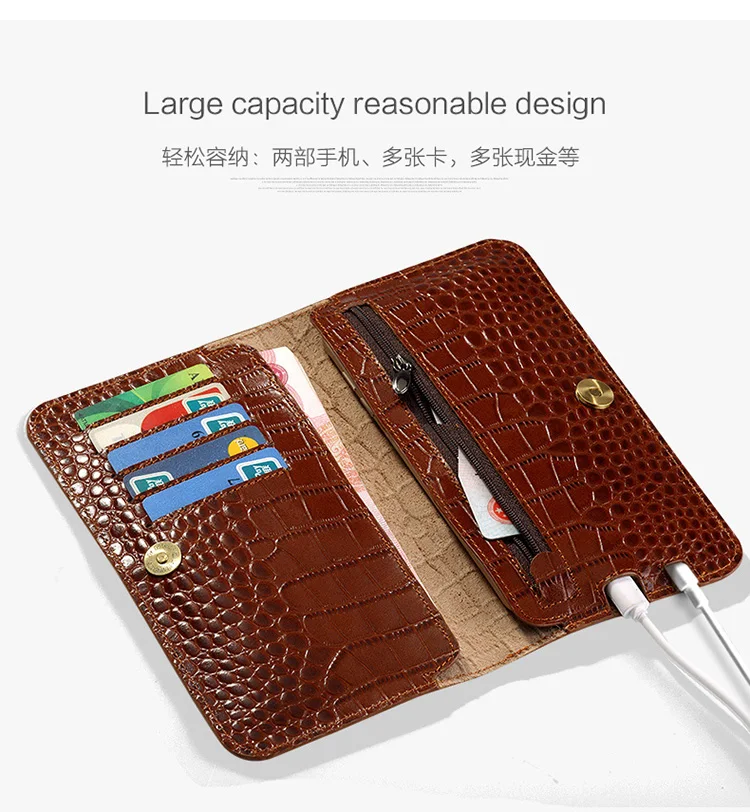 Wangcangli бренд натуральной телячьей кожи телефон чехол Крокодил текстуры Флип многофункциональный телефон сумка для Huawei P8Lite ручной сделано