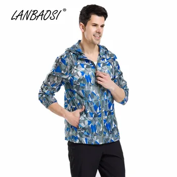 

LANBAOSI Outdoor Sports Summer Men's Hiking Jackets Camo Hoodies Sunscreen Anti-UV Quick Dry Waterproof Travel Trekking Clothes