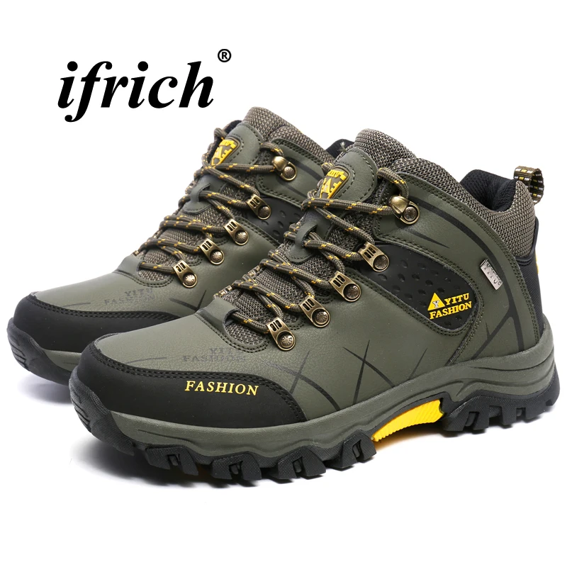 

Winter Sneakers for Men Gray Army Green Man Hiking Boots Large Size 39-47 Camping Shoes Anti-slip Comfortable Climbing Boots Man