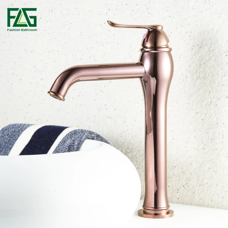 Buy Rose Gold Copper Bathroom Sink Basin Faucet Single