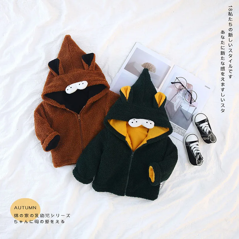 

jackets for baby boy girl clothes cartoon teddy infant newborn hooded toddler kid long sleeve outerwear coats fur thicken 6 12m